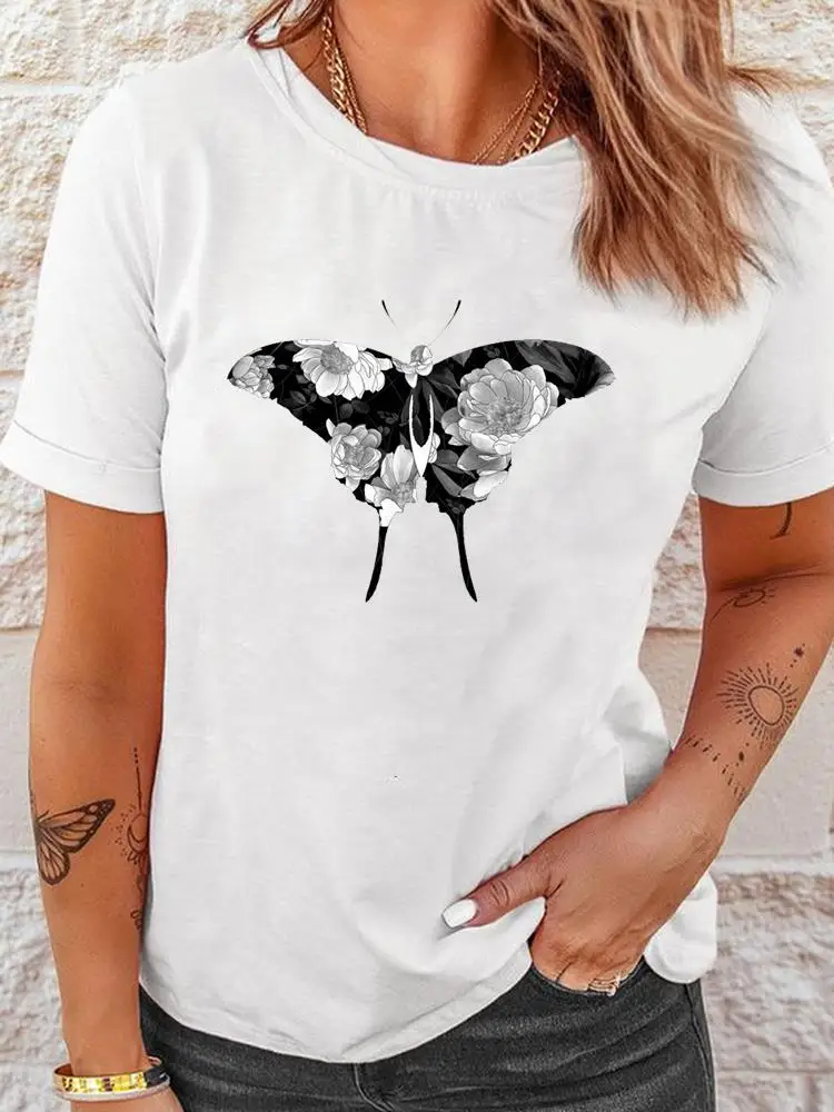 

Футболка женская с принтом в виде бабочки, милый топ с графическим принтом, модная рубашка с коротким рукавом, одежда для весны и лета, 90-х