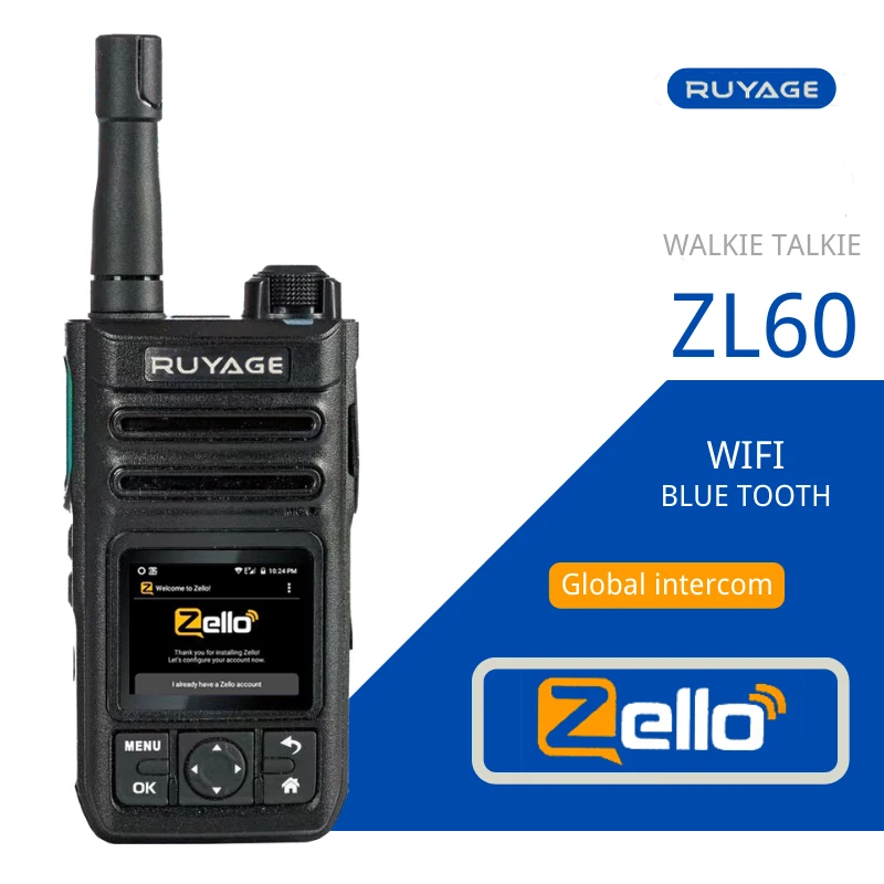 Ruyage ZL60 Zello Walkie Talkie 4g Radio With Sim Card Wifi Bluetooth Long Range Profesional Powerful Two Way Radio100km