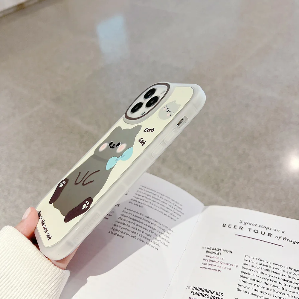 Milk White Ins Cartoon Cat Suitable for iPhone 12 Phone Case 11 Apple 13 Pro Max Makeup Mirror Xs Protective Case 14 Anti drop x