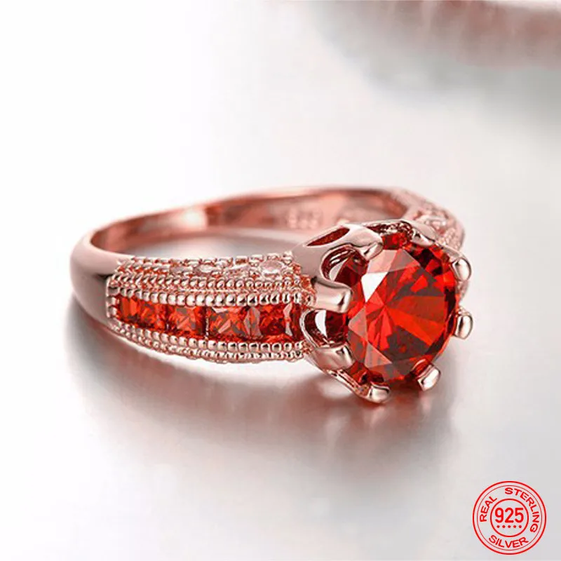 

New Arrival 925 Sterling Silver Charm Ruby CZ Ring For Women Fashion Wedding Jewelry Gift
