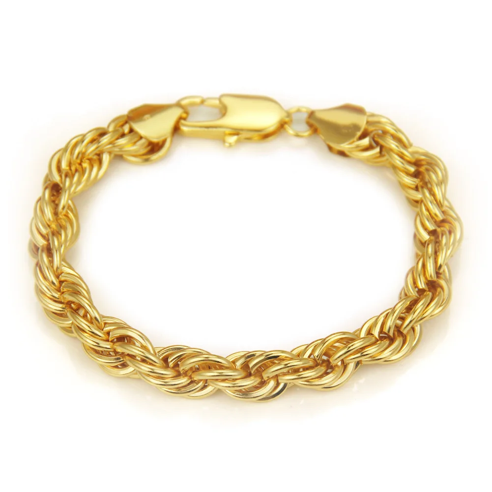 Europe And The United States Fashion Twisted Rope Chain High-Quality Gold-Plated Hip Hop Bracelet Network Boom