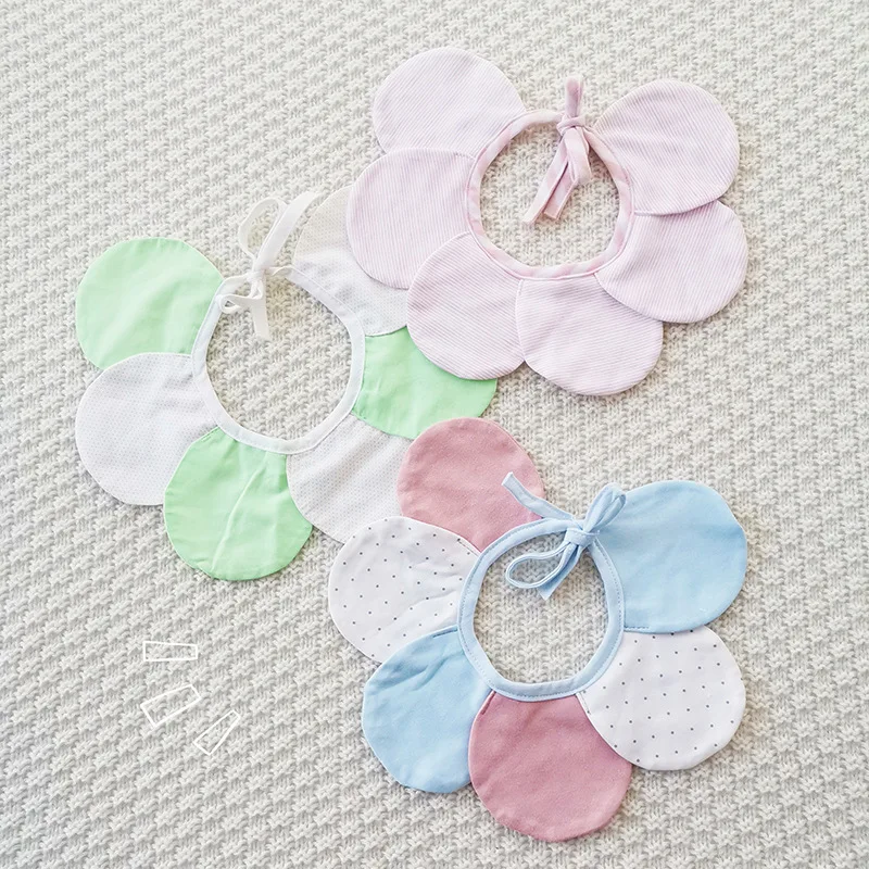 

Newborn Infant Baby Bibs Petal Shape Cotton Lace Up Fake Collar Sweet All-match Saliva Towel Pocket Kids Accessories