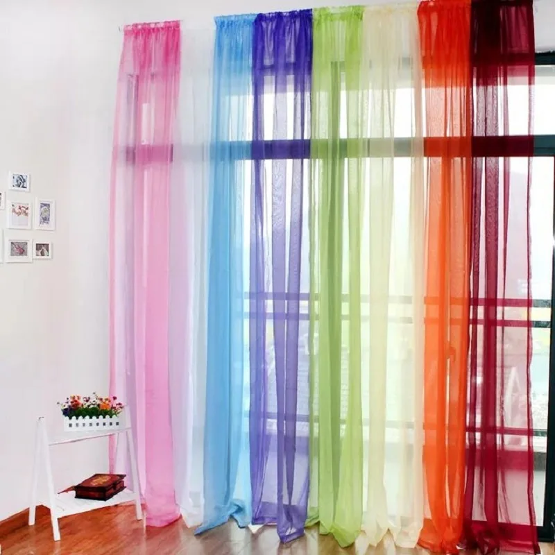 

Solid Color Tulle Sheer Curtains for Living Room Wedding Decoration Curtains for the Room Bedroom Kitchen Voile Organza Curtains