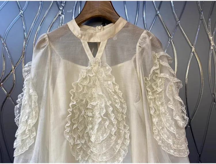 Блузка Женская осенне-зимняя с оборками и длинным рукавом 2023