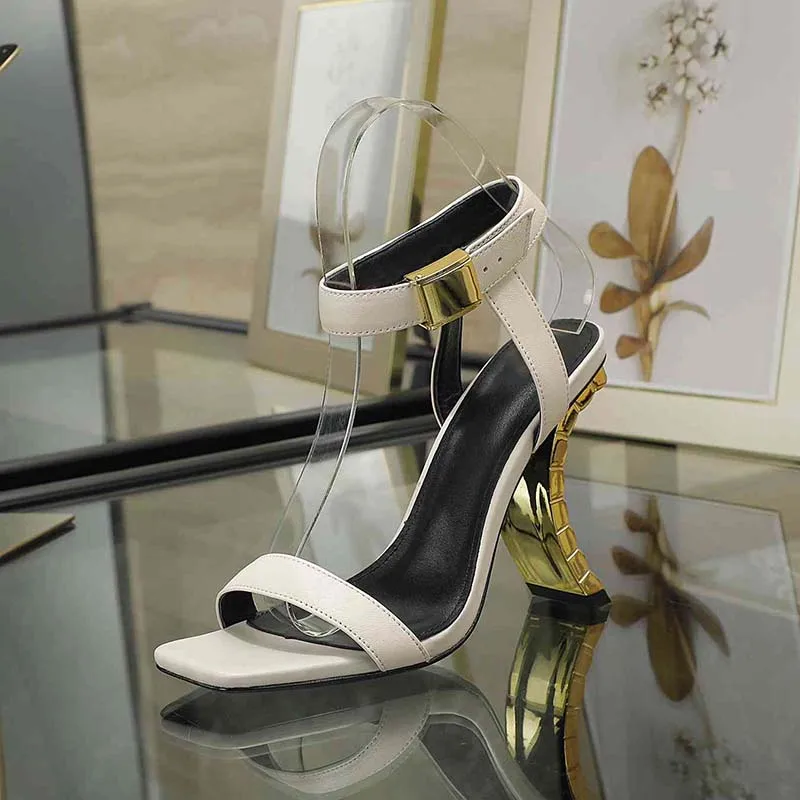 

2022 Leather High Heel Ankle Strap Bead Woman Sandals