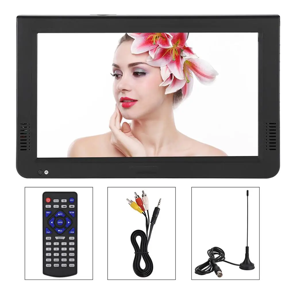 US Plug Portable Television 1080P VGA AV Video Player Travel Screen TV