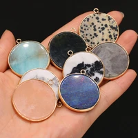 natural stone lapis lazuli pendants gold plated amazonites for jewelry making diy women necklace earrings gifts 35mm