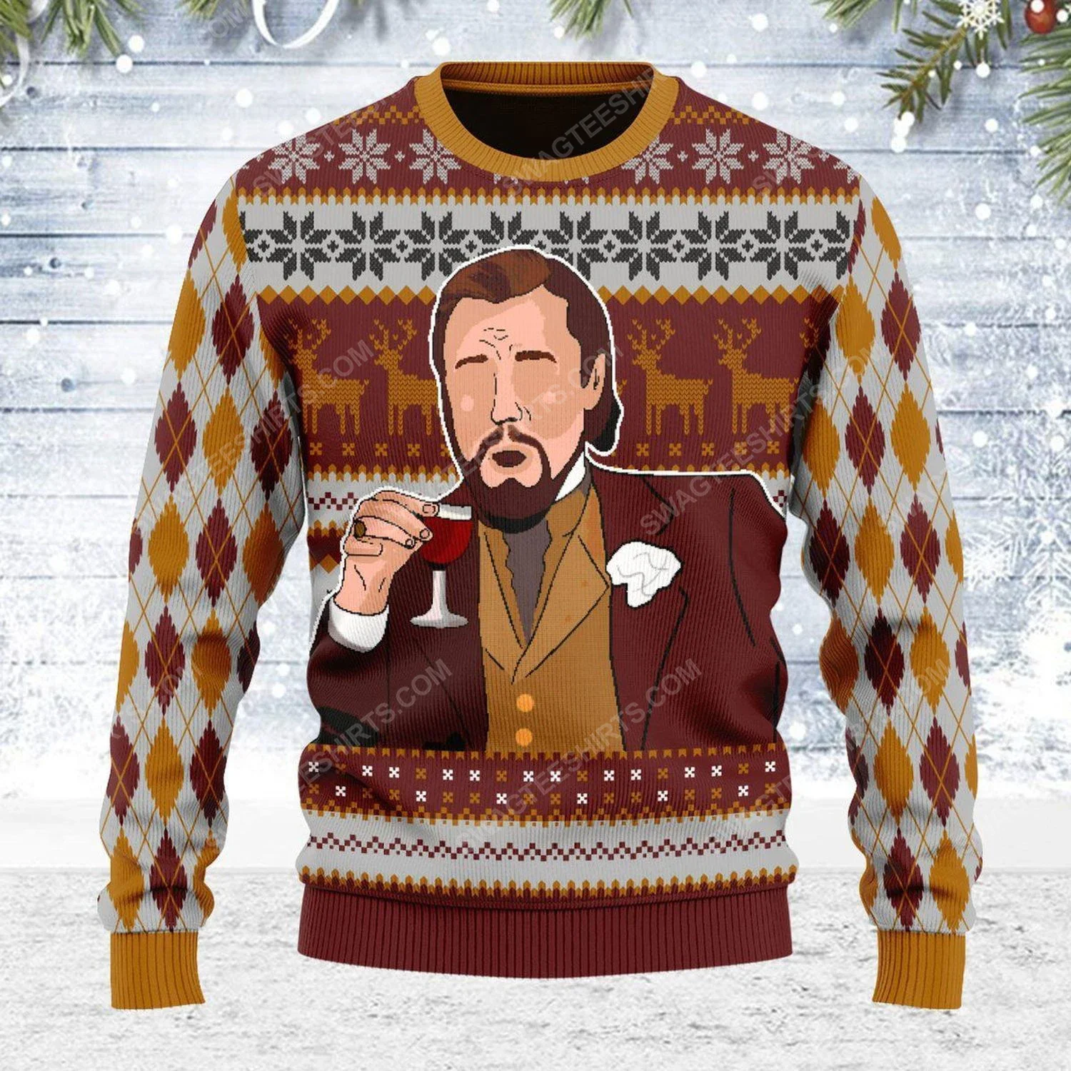 Autumn And Winter Clothing Laughing Leo DiCaprio Meme Ugly Christmas Sweater Gift Santa Clau Pullover Men 2023 3D Sweatshirt Top