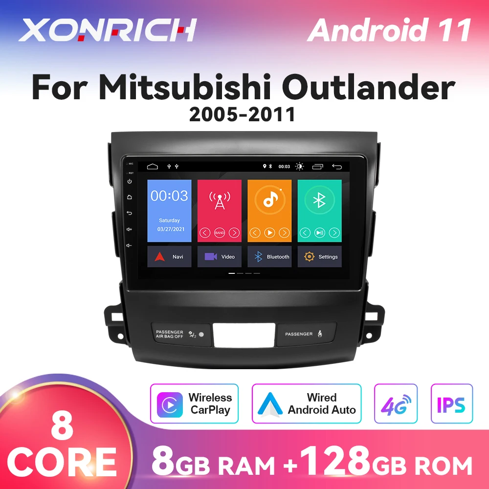 Автомобильная Мультимедийная система 8 ГБ Android 11 для Mitsubishi Outlander xl 2 CW0W 2005-2011 Peugeot 4007