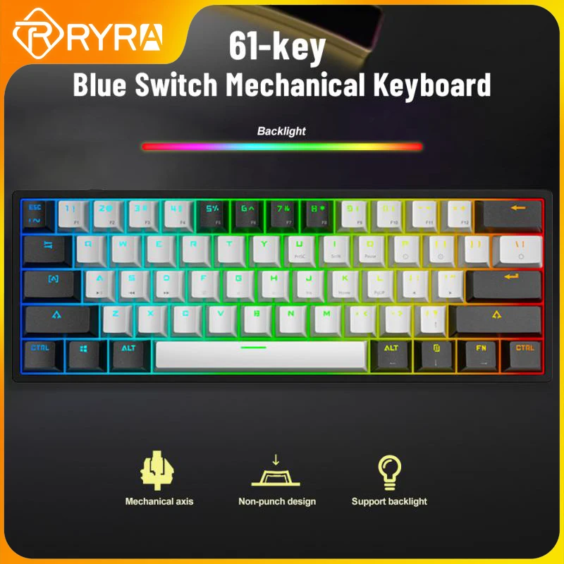 

Проводная Механическая клавиатура RYRA Crack K620, зеленая, красная оси, для киберспорта, игровая подсветка, клавиша для ноутбука