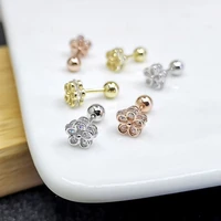 2022 trendy new korean fashion fresh five petal stud earrings for women simple charm flower zircon gift jewelry accessories