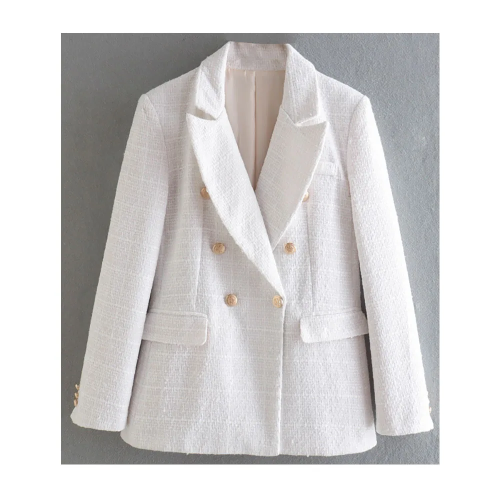 

DEARIRIS Women's Casual Textured Double-breasted Blazer 4 color