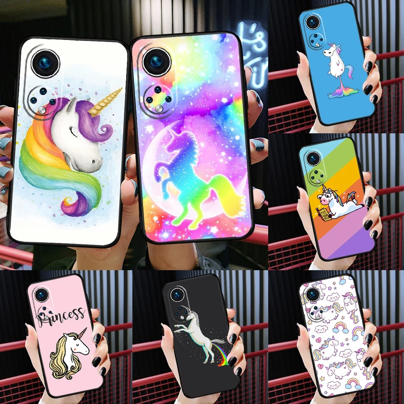 

Cartoon Rainbow Unicorn Case For Huawei Honor 50 P50 P30 Pro P40 P20 Lite Nova 5T P Smart Z 2019 2021 Cover Coque