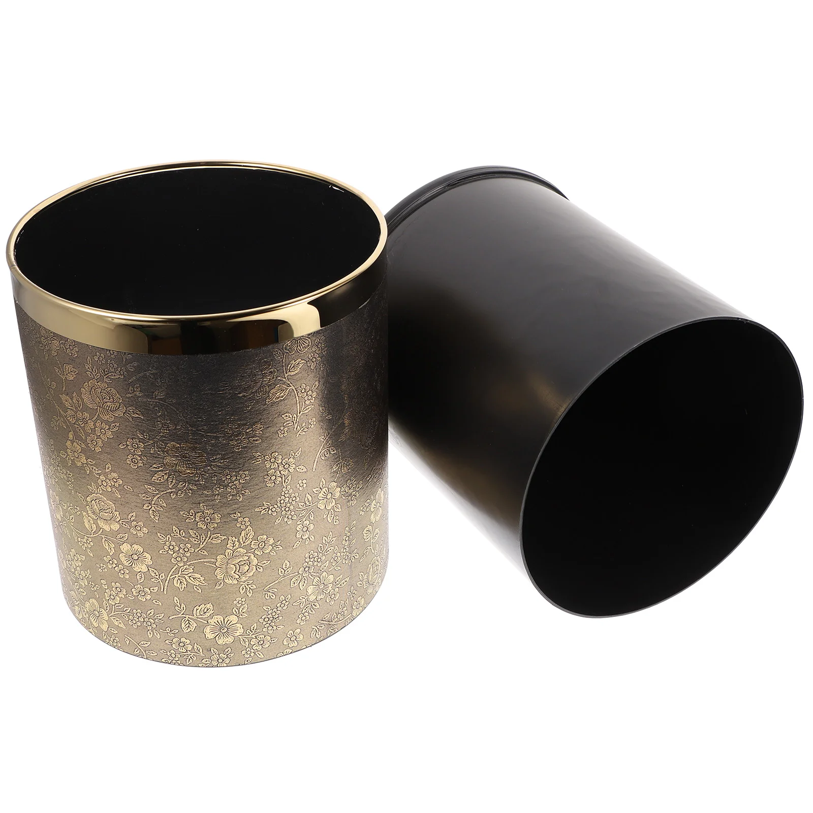 

Trash Can Bin Garbage Waste Container Bathroom Bedroom Wastebasket Office Basket Gold Kitchen Accessories Round Paper Rubbish