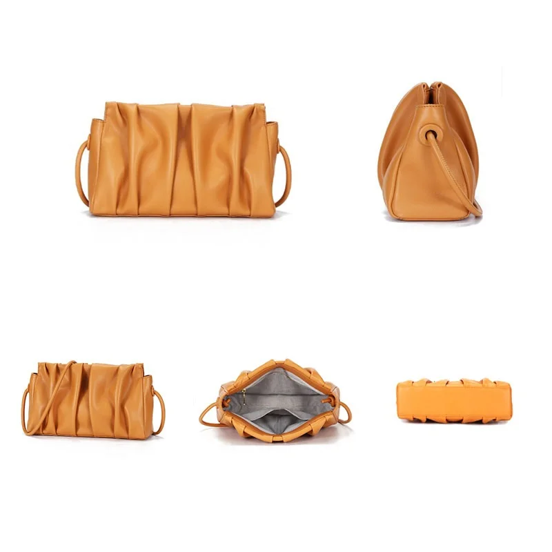 2022 New Luxury Genuine Leather Soft Cloud Bag Women's Small Square Bag Lady's Brand Fashion Designer Female Shoulder Bag Casual