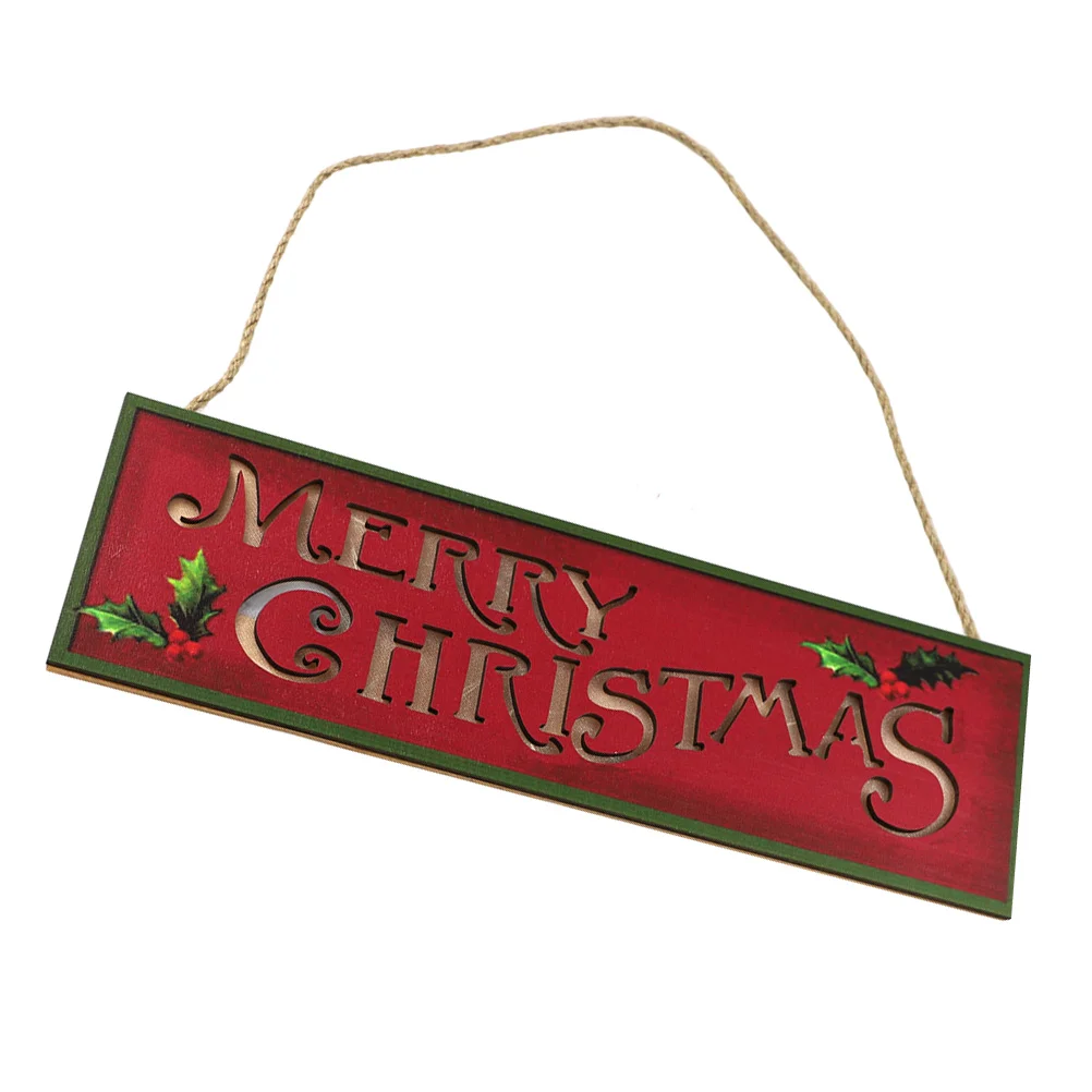 

1Pc Delicate Luminous Hanging Prop Decorative Wooden Craft Xmas Supply Red