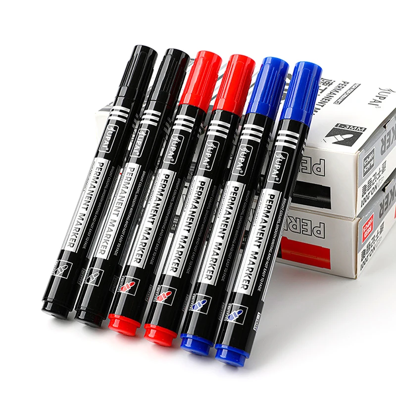 

Waterproof Marker Pen Oil Permanent Dual Tip 2.8 mm Nib Black Blue Red Art Marker Pens School Office Stationery