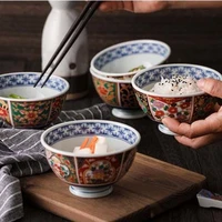 retro tableware ceramic japanese style palace style underglaze colored rice bowl set ramen bowl soup bowls noodle bowl