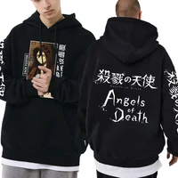 anime angels of death hoodie man oversized sweatshirt harajuku zack foster graphic double sided hoodies mens hip hop streetwear