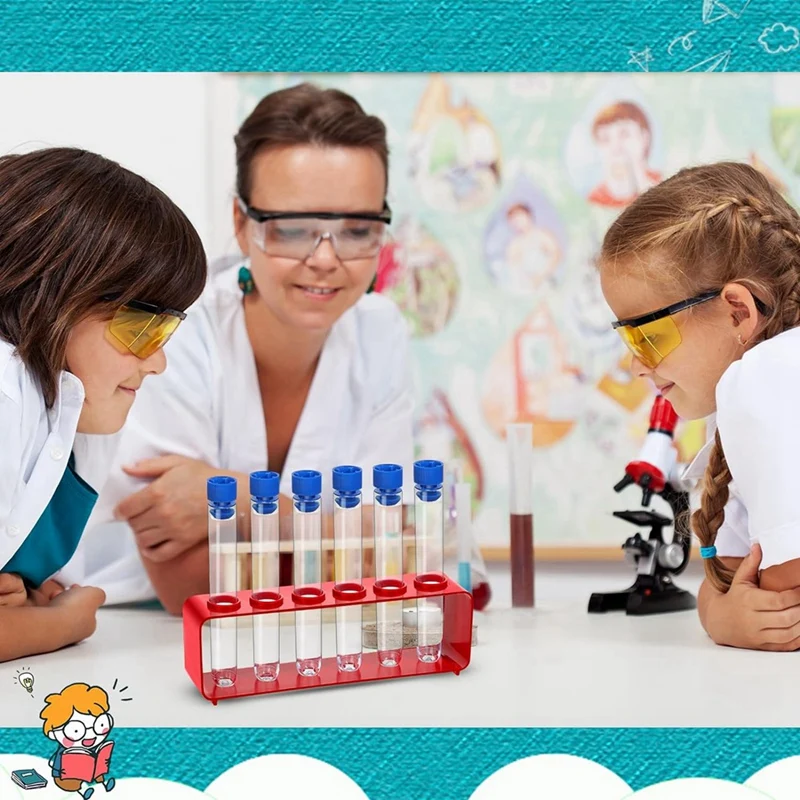 1 комплект пробирок 15X100 мм со стойкой прозрачные пластиковые пробирки с крышками