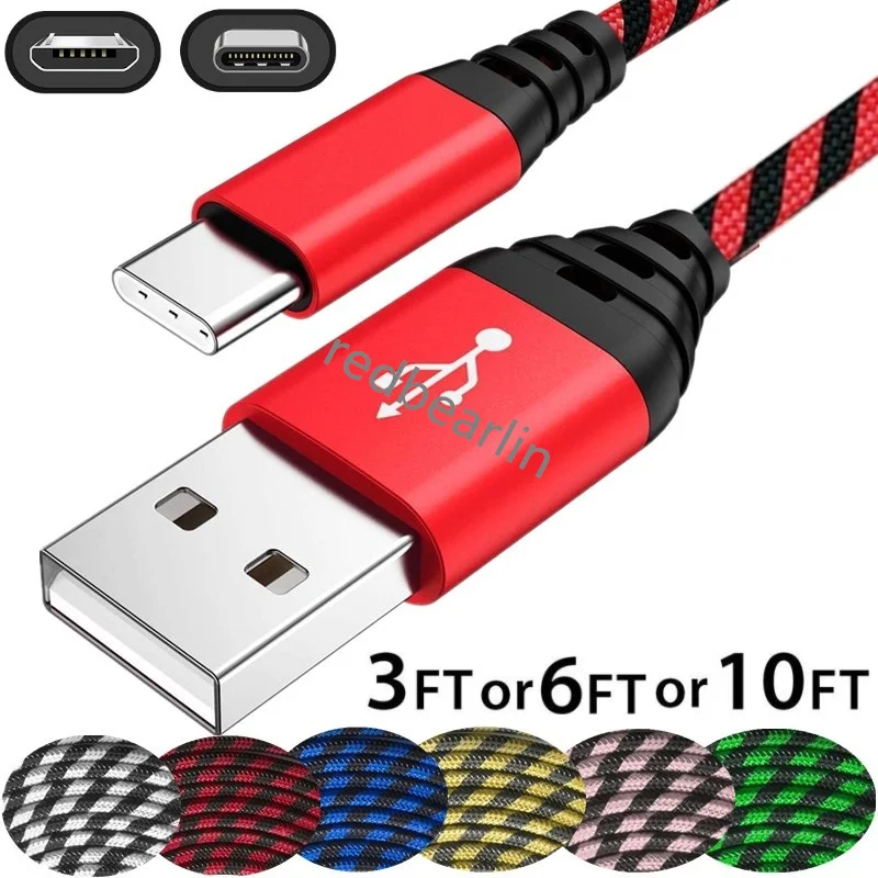 

1M 2M 3M Type c USB-C Micro 5PIn Braided Usb Cable 2.4A Quick Charging Cables For Samsung htc lg xiaomi huawei android phone