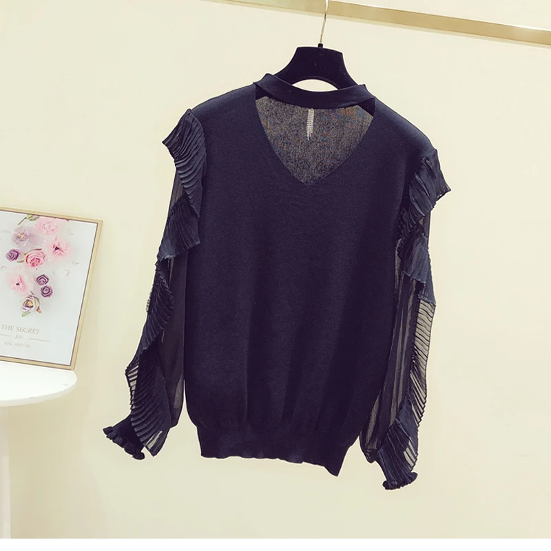 

Ruffles Knitwear for Women 2022 Season New Product for Pregnant Women BLACK