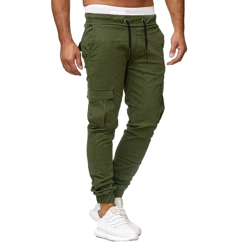 

Men's Pants Male Fashion Hip Men Sweatpants Slacks Casual Elastic Joggings Sport Solid Baggy Pockets Trousers