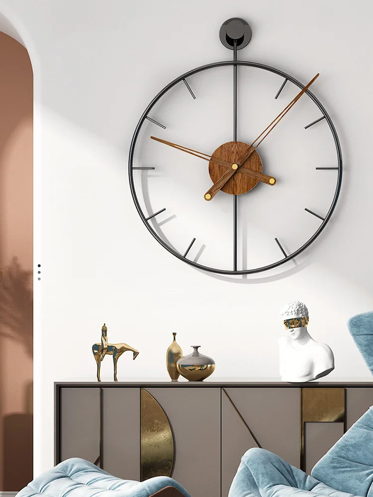 

Большие роскошные часы, современные металлические бесшумные часы из дерева, простые настенные часы, домашний декор, идеи для украшения гост...