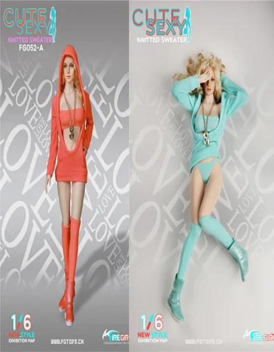 Игрушка пожарная девушка FG052 1/6, Женский солдат, сексуальный вязаный свитер, толстовка, комплект одежды, модель подходит для 12 дюймов, экшн-фигурка, тело