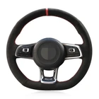 Чехол рулевого колеса автомобиля черная замшевая кожа для Volkswagen VW Golf 7 GTI T-Roc Passat (R-Line) Up! Автомобильные аксессуары GTI
