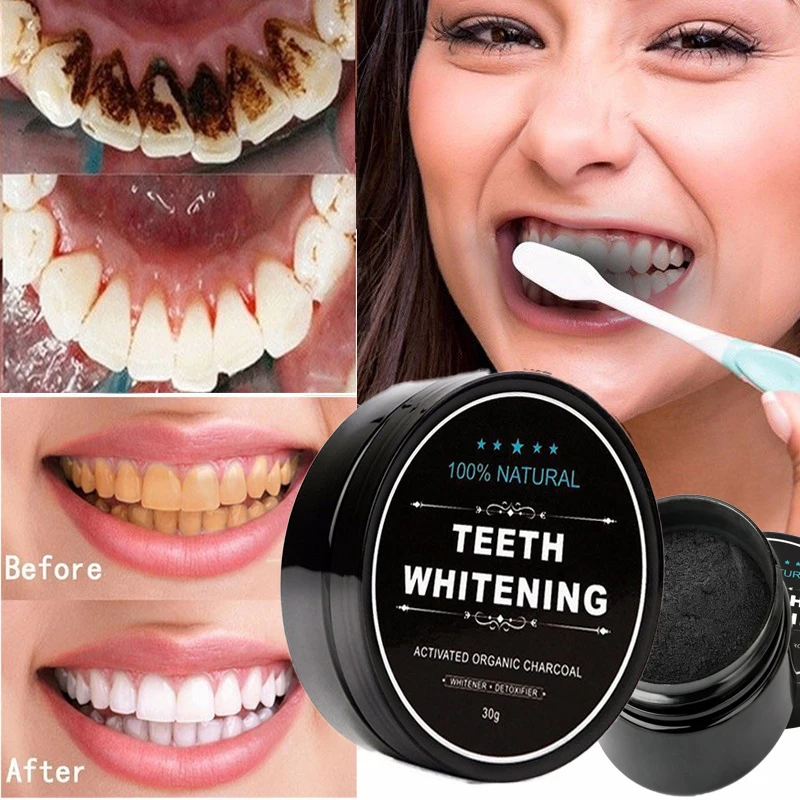 Tooth Powder Black Tooth Washing Powder Tobacco Stains Activated Carbon Coconut Shell Powder Bamboo Charcoal Teeth Whitening 30g