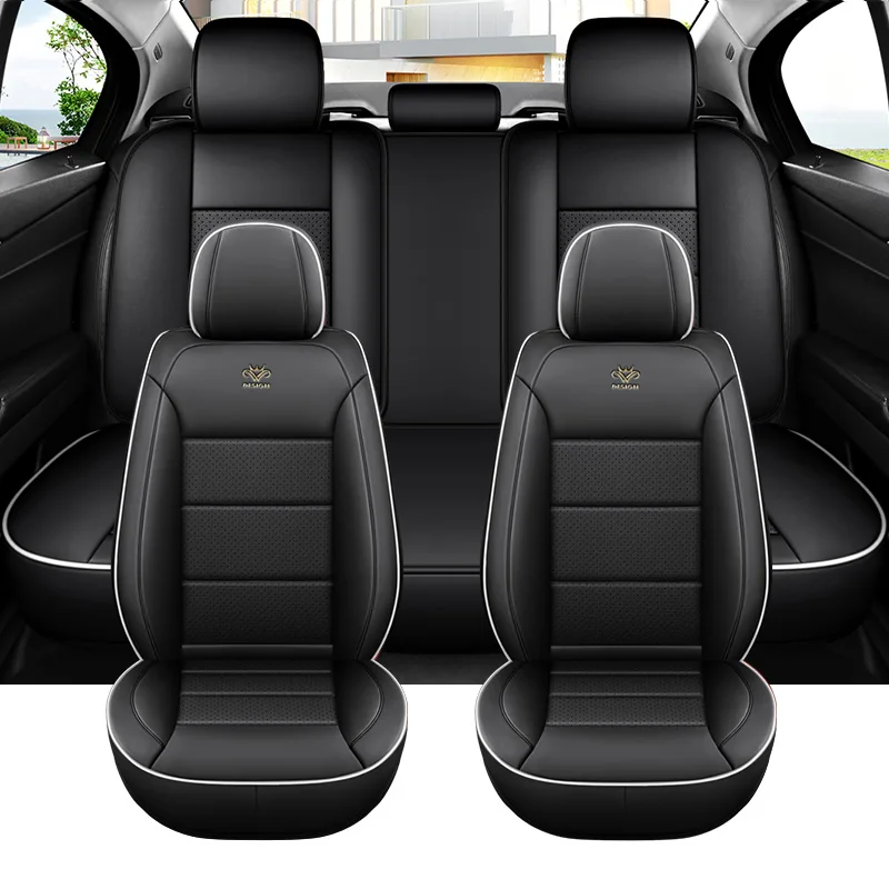 

Универсальные кожаные чехлы на сиденья автомобиля, полный комплект для Mercedes W204 VW Passat B6 Seat Ibiza Hyundai Celta Mazda 6 Audi Q3, аксессуары