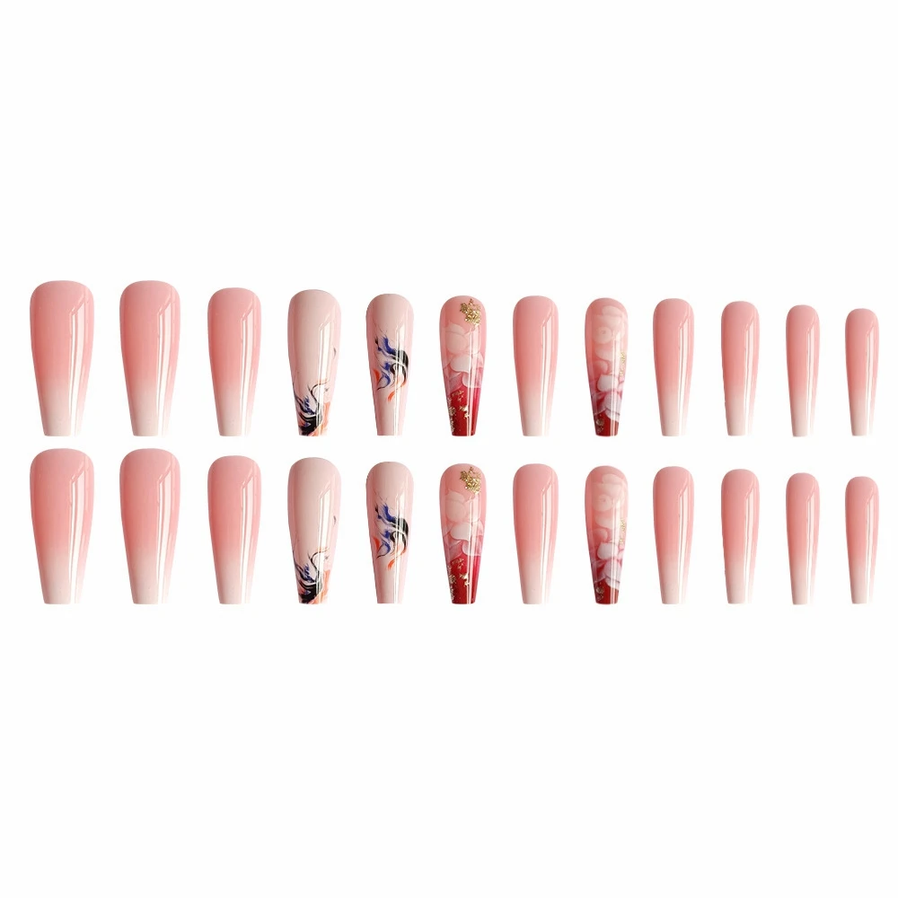 24 шт. накладные ногти с длинными гробными бабочками носимые французскими