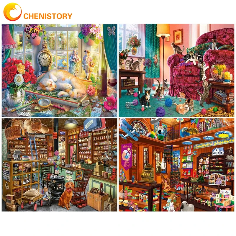 

CHENISTORY Paints By Number Indoor DIY Animals Pictures Oil Paintings By Number Gift Acrylic Coloring By Numbers On Canvas Wall