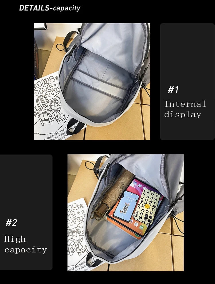 Couple Clash Colour School Bag Simple Casual Fashion Shoulder Backpack Large Capacity Multifunctional School Bag