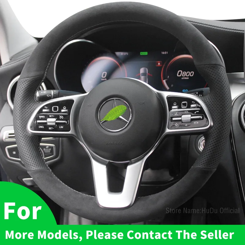 

DIY Car Steering Wheel Cover Black Alcantara Leather Suede For Mercedes Benz A-Class W177 B-Class W247 C-Class W205 CLS-Class