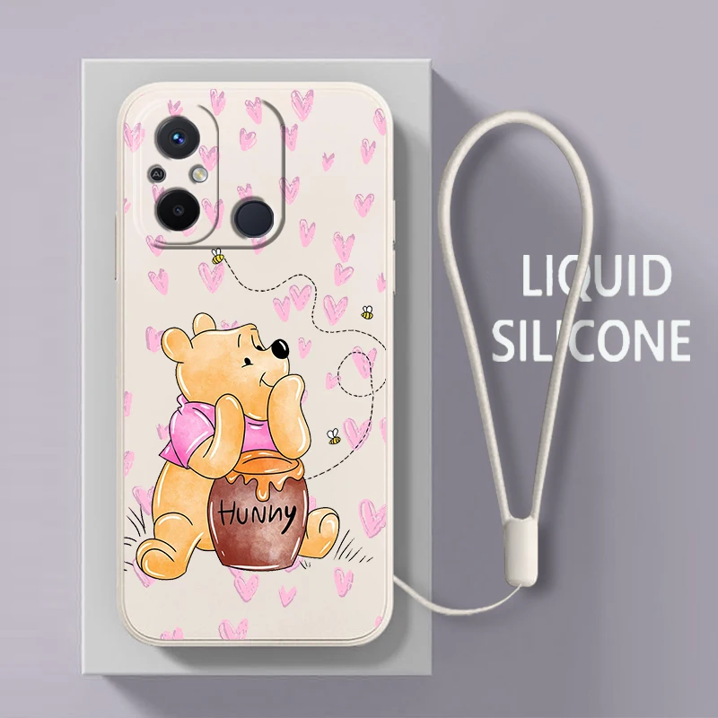 

Cartoon Winnie the Pooh For Xiaomi Redmi 12C 11 Prime A1 10 10X 9 9A 9T 9AT 8 K50 Gaming Pro 4G 5G Liquid Rope Phone Case Fundas
