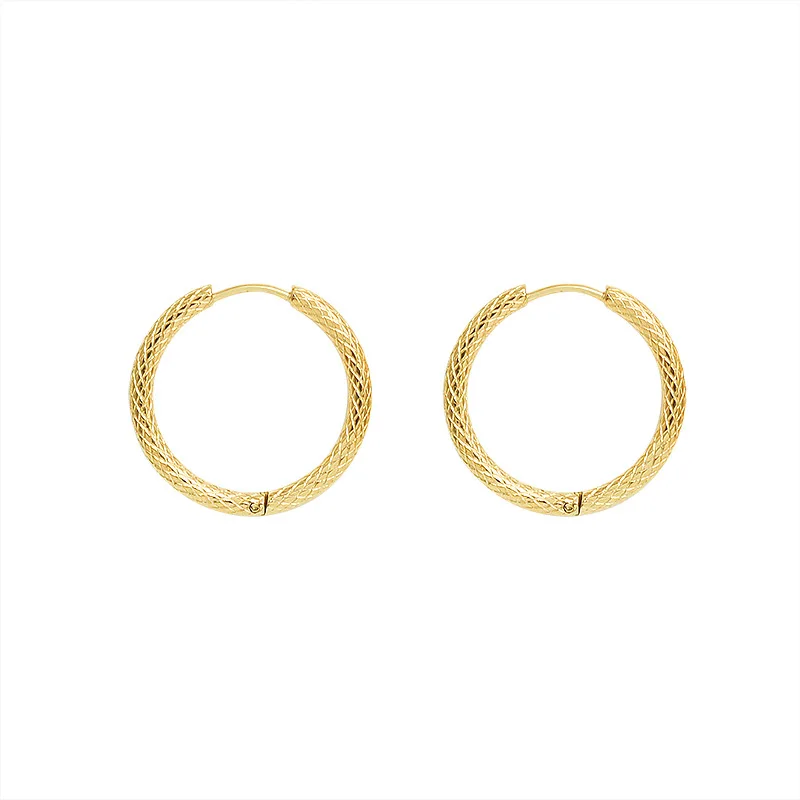 

Women Fashion Jewelry Gift Wholesale Trendy 2 Colors Gold Color White Gold Color Net Round Hoop Earrings