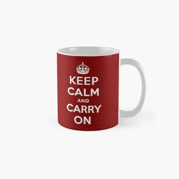 

Carry On Keep Calm Classic Mug Gifts Design Handle Round Tea Coffee Cup Drinkware Picture Simple Image Photo Printed