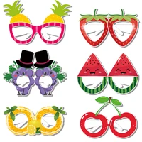12pc summer fruit paper glasses photo props strawberry watermelon pineapple glasses summer birthday hawaii party decor
