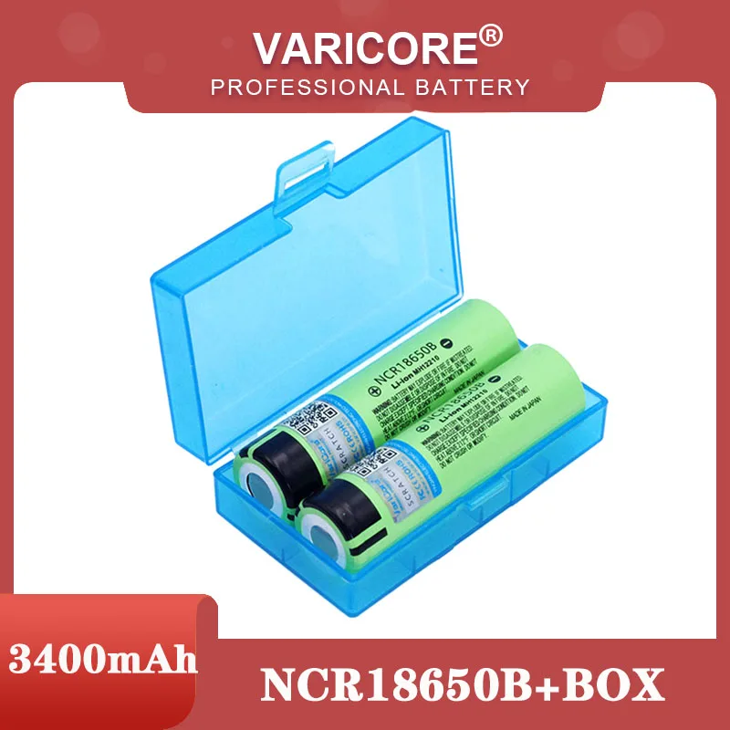 

VariCore New Original 18650 NCR18650B Rechargeable Li-ion battery 3.7V 3400mAh For Flashlight batteries + Storage box
