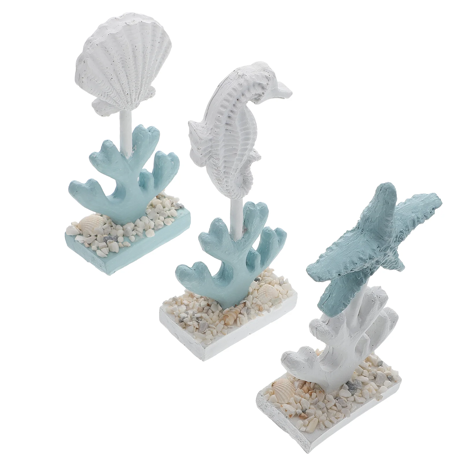 

3 Pcs Marine Life Figurine Desktop Decor Nautical Themed Home Decor Nautical Sculptures Desk Topper