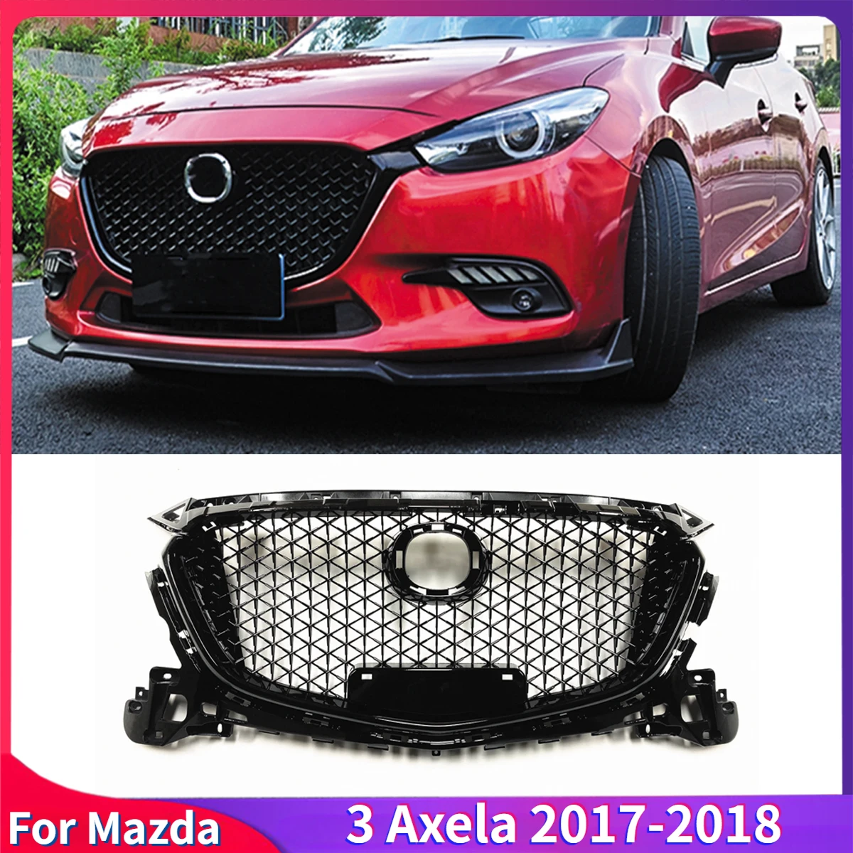 Передняя решетка радиатора для Mazda 3 Axela 2017-2018 верхний бампер аксессуары
