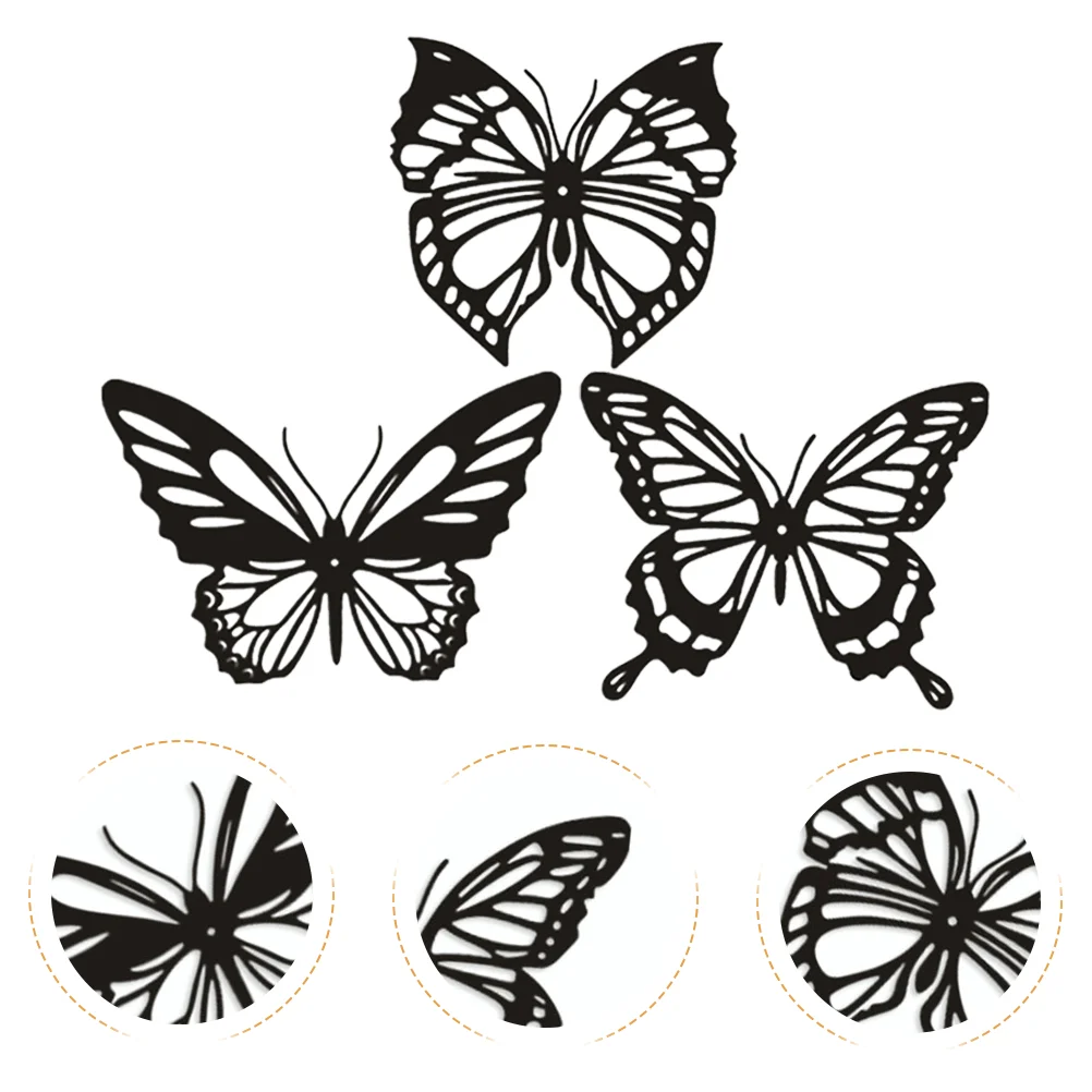 

3 Pcs Vintage Home Decor Wall Bedroom Décor Farmhouse Hanging Outdoor Sticker Hollow Iron Butterfly