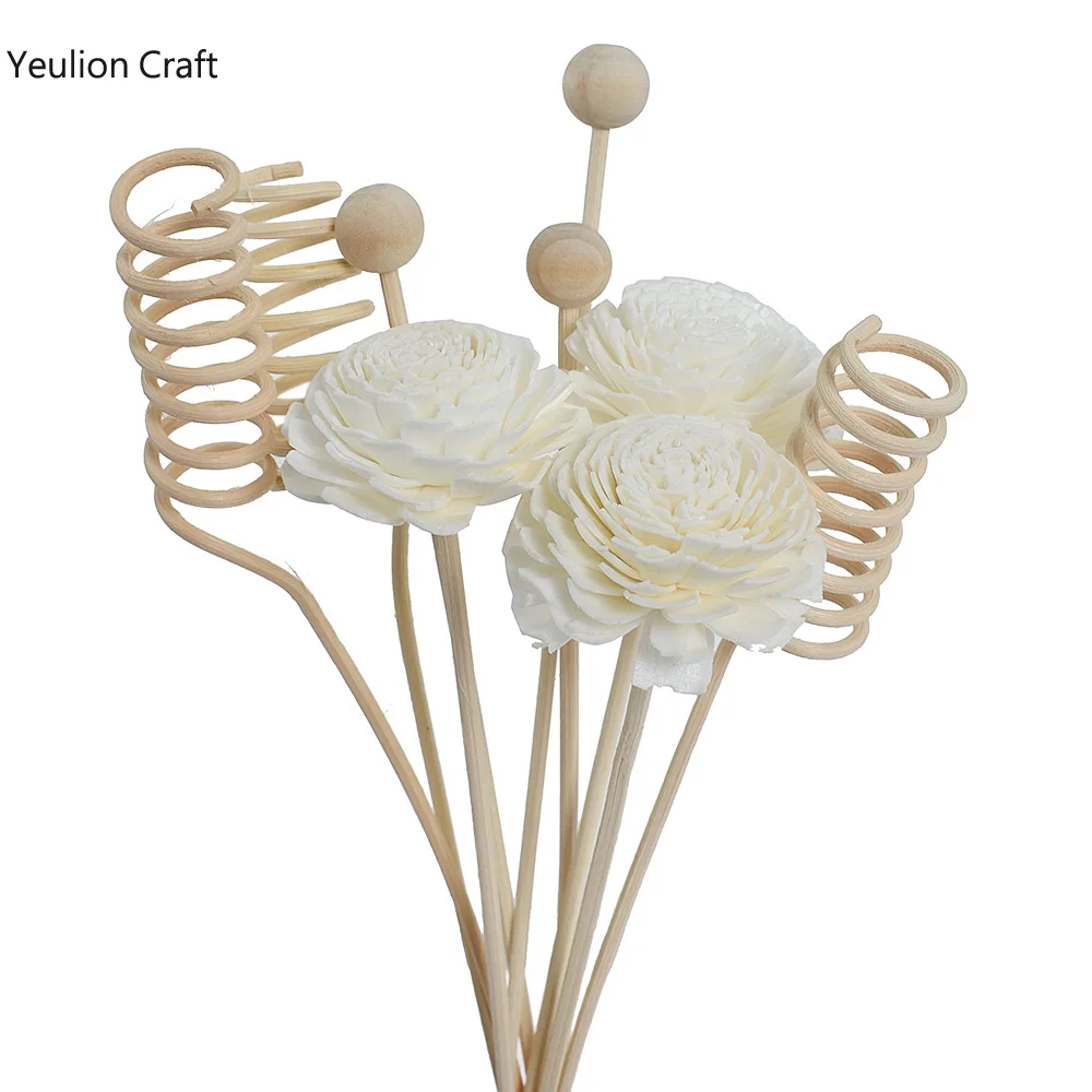 YeulionCraft 9PCS/lot Flower Aromatherapy Rattan No Fire Aroma Diffuser Sticks Home Living Room Aromatic Incense Supplies