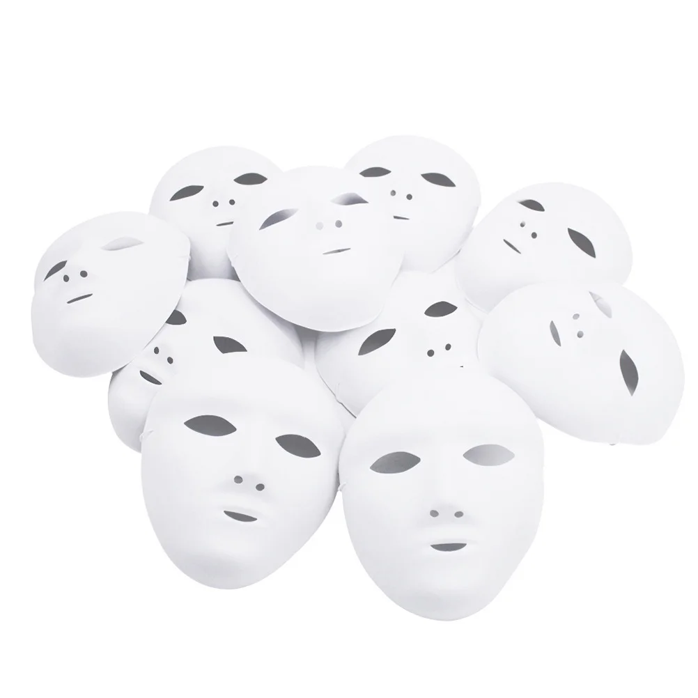 

12pcs DIY White Full Opera Masquerade Plain Mardi Gras Fancy Dress Props Party Favor Gift