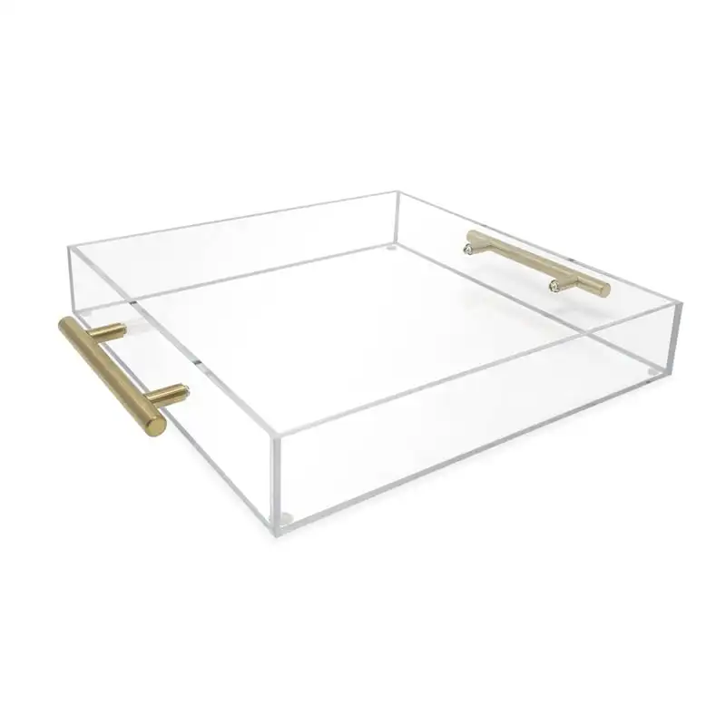

Acrylic Serving Tray with Gold Handles