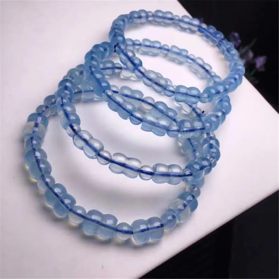 

8mm Natural Blue Aquamarine Bracelet Jewelry For Women Lady Men Love Gift Rare Crystal Stone Beads Energy Gemstone Strands AAAAA
