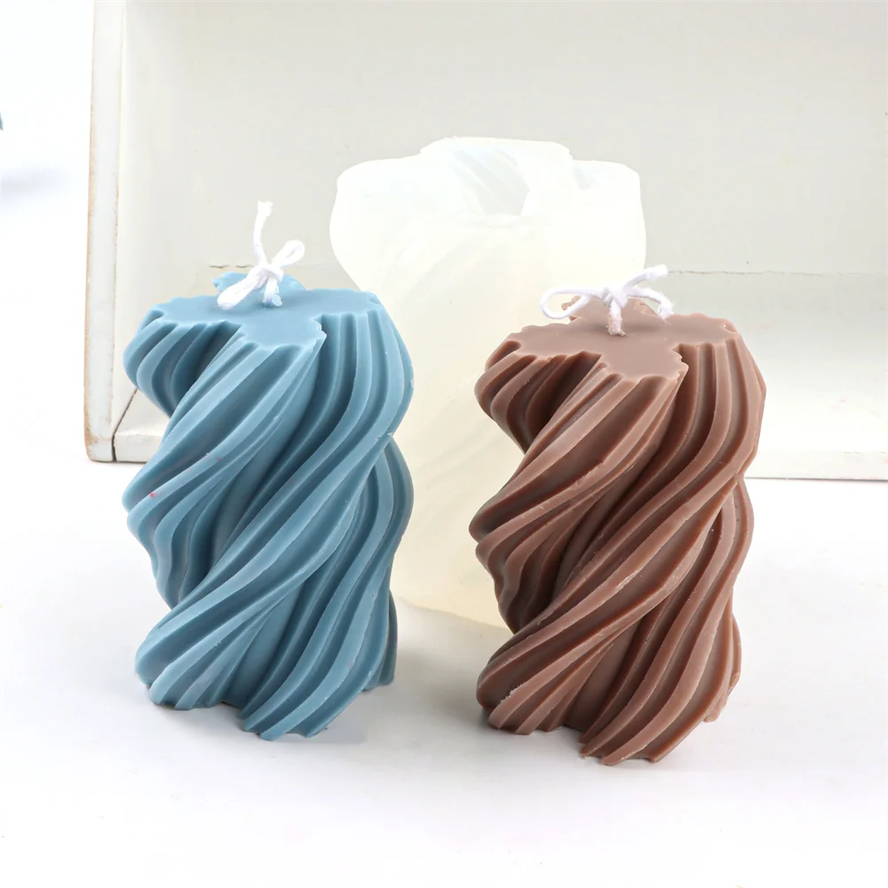 

3D Abstract Art Rotating Columnar Wave Silicone Mold Making Candle Cake Plaster Soap Resin Gifts Craft Home Decoration
