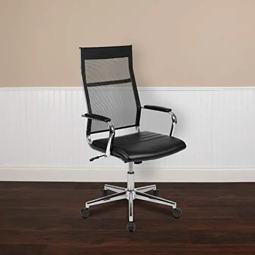 

High Back White LeatherSoft Contemporary Panel Executive Swivel Office Chair